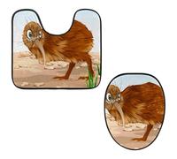 Eslifey Juego de 2 fundas para tapa de inodoro y alfombrillas de inodoro en forma de U, diseño de pájaro kiwi, fundas de asiento lavables a máquina, alfombras antideslizantes y absorbentes