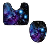 Eslifey Juego de 2 fundas para tapa de inodoro y alfombrillas de inodoro en forma de U, juego de alfombrillas de inodoro Galaxy Cosmic Space, lavables a máquina, antideslizantes y absorbentes