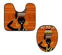 Eslifey Juego de 2 fundas para tapa de inodoro y alfombrillas de inodoro en forma de U, juego de alfombrillas de inodoro para mujer negra africana, lavables a máquina, antideslizantes y absorbentes