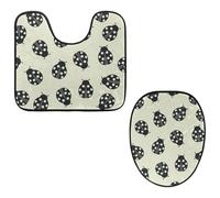 Eslifey Juego de 2 fundas para tapa de inodoro y alfombrillas de inodoro en forma de U, patrón de mariquita negra, fundas de asiento lavables a máquina, alfombras antideslizantes y absorbentes