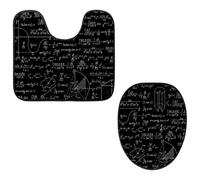 Eslifey Juego de 2 fundas para tapa de inodoro y alfombrillas para inodoro en forma de U, diseño matemático geométrico, cálculos de ecuaciones, fundas de asiento lavables a máquina, alfombras