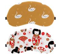 Eslifey Kokeshi - Paquete de 2 antifaz para dormir, muñecas japonesas con los ojos, máscara para dormir, cubierta de sombra de ojos para hombres y mujeres, viaje en avión