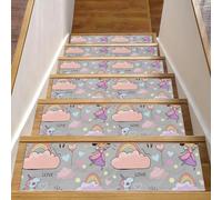 Eslifey Lindos peldaños de escalera con diseño de cuento de hadas para peldaños de madera, paquete de 15 unidades, 30 x 8 pulgadas, antideslizantes, para interiores, para perros, niños, ancianos, con