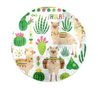 Eslifey Llamas cactus alpacas Spanish Hello - Alfombra redonda de pelo largo, suave, peluda, moderna, para sala de estar, dormitorio, 60 cm