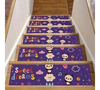 Eslifey Panda Good Night Sweet Dreams - Peldaños de escalera para peldaños de madera, paquete de 15 unidades, 30 x 8 pulgadas, antideslizantes, para interiores, para perros, niños, ancianos, con