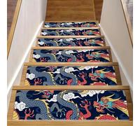 Eslifey Paquete de 15 peldaños antideslizantes de 8 x 30 pulgadas, para interiores para peldaños de madera, alfombras para niños, ancianos y mascotas con adhesivo reutilizable, leyendas de mitos