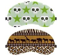 Eslifey Paquete de 2 antifaz para dormir, animales salvajes africanos, máscara de dormir, cubierta de sombra de ojos para hombres y mujeres, viaje en avión