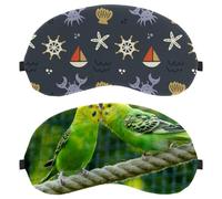 Eslifey Paquete de 2 antifaz para dormir, Budgerigars Birds Bessing Couple Love Eyewear Máscara de dormir, cubierta de sombra de ojos para hombres y mujeres, avión de viaje