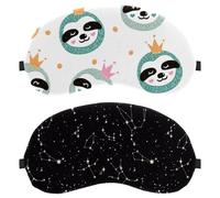 Eslifey Paquete de 2 antifaz para dormir, constelación de estrellas, universo, zodiaco, máscara para dormir, cubierta de sombra de ojos para hombres y mujeres, avión de viaje