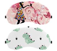 Eslifey Paquete de 2 antifaz para dormir, corona de dinosaurio, máscara de dormir blanca, cubierta de sombra de ojos para hombres y mujeres, viaje en avión