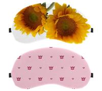 Eslifey Paquete de 2 antifaz para dormir, corona de princesa, color rosa, máscara de dormir, cubierta de sombra de ojos para hombres y mujeres, viaje en avión