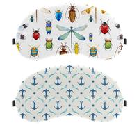 Eslifey Paquete de 2 antifaz para dormir, diseño de anclas, diseño de estrellas azules, antifaz para dormir, cubierta de sombra de ojos para hombres y mujeres, avión de viaje