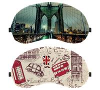 Eslifey Paquete de 2 antifaz para dormir, diseño de edificios en Inglaterra, máscara para dormir, cubierta de sombra de ojos para hombres y mujeres, avión de viaje