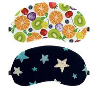 Eslifey Paquete de 2 antifaz para dormir, diseño de estrellas azules amarillas, antifaz para dormir, para hombres y mujeres, viaje en avión