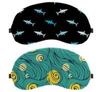 Eslifey Paquete de 2 antifaz para dormir, diseño de estrellas de cielo nocturno, máscara de dormir, cubierta de sombra de ojos para hombres y mujeres, viaje en avión