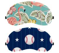 Eslifey Paquete de 2 antifaz para dormir, diseño de rayas de estrellas de béisbol, máscara de dormir, cubierta de sombra de ojos para hombres y mujeres, viaje en avión