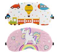 Eslifey Paquete de 2 antifaz para dormir, diseño de unicornio pop art sobre fondo rosa, máscara de dormir, cubierta de sombra de ojos para hombres y mujeres, avión de viaje