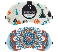 Eslifey Paquete de 2 antifaz para dormir, diseño floral de mandalas azules, máscara para dormir, cubierta de sombra de ojos para hombres y mujeres, viaje en avión