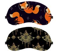 Eslifey Paquete de 2 antifaz para dormir, diseño geométrico de loto y flores, mandalas, patrón indio, máscara de dormir, cubierta de sombra de ojos para hombres y mujeres, viaje en avión