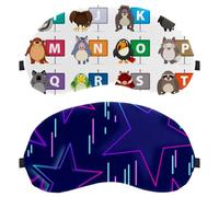 Eslifey Paquete de 2 antifaz para dormir, fondo de 80 estilos con estrellas geométricas azules, máscara para dormir, cubierta de sombra de ojos para hombres y mujeres, viaje en avión