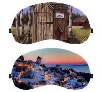 Eslifey Paquete de 2 antifaz para dormir, Grecia Santorini Caldera (4) antifaz para dormir con los ojos, cubierta de sombra de ojos para hombres y mujeres, viaje en avión