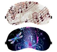 Eslifey Paquete de 2 antifaz para dormir, libélula neón, rosa, estrellas brillantes, antifaz para dormir, cubierta de sombra de ojos para hombres y mujeres, viaje en avión