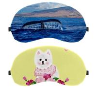 Eslifey Paquete de 2 antifaz para dormir, lindo perro y corona vendados, máscara de sombra de ojos para hombres y mujeres, viaje en avión