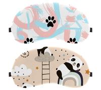 Eslifey Paquete de 2 antifaz para dormir, lindos pandas durmientes, luna, arco iris, nubes, máscara para dormir, cubierta de sombra de ojos para hombres y mujeres, avión de viaje
