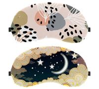 Eslifey Paquete de 2 antifaz para dormir, luna, estrellas, cielo nocturno, antifaz para dormir, cubierta de sombra de ojos para hombres y mujeres, viaje en avión