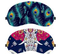 Eslifey Paquete de 2 antifaz para dormir, mandala india y elefante, patrón geométrico de círculo, máscara para dormir, cubierta de sombra de ojos para hombres y mujeres, viaje en avión