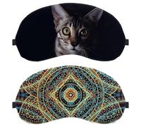 Eslifey Paquete de 2 antifaz para dormir, mandalas bohemias, floral, vintage, antifaz para dormir, cubierta de sombra de ojos para hombres y mujeres, viajes en avión