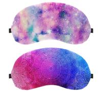 Eslifey Paquete de 2 antifaz para dormir, mandalas en un patrón azul, rosa, turquesa, morado, máscara de dormir, cubierta de sombra de ojos para hombres y mujeres, viaje en avión