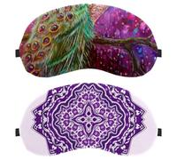 Eslifey Paquete de 2 antifaz para dormir, mandalas moradas, máscara de dormir con mandalas moradas, cubierta de sombra de ojos para hombres y mujeres, viaje en avión