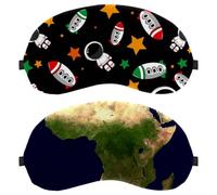 Eslifey Paquete de 2 antifaz para dormir, mapa del continente africano, máscara de dormir, máscara de dormir, cubierta de sombra de ojos para hombres y mujeres, viaje en avión