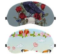 Eslifey Paquete de 2 antifaz para dormir, máscara de dormir con diseño de cuervos, cubierta de sombra de ojos para hombres y mujeres, viaje en avión
