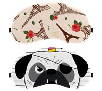 Eslifey Paquete de 2 antifaz para dormir, máscara de dormir con diseño de pug, unicornio, pirata, máscara para dormir, cubierta de sombra de ojos para hombres y mujeres, viaje en avión
