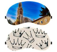 Eslifey Paquete de 2 antifaz para dormir, máscara de dormir vintage con corona de princesa, cubierta de sombra de ojos para hombres y mujeres, viaje en avión