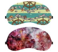 Eslifey Paquete de 2 antifaz para dormir, nebulosa y campo de estrellas, máscara de dormir, máscara de sombra de ojos para hombres y mujeres, viaje en avión