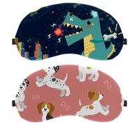 Eslifey Paquete de 2 antifaz para dormir, para cachorros, Beagle, Dálmata, Jack Russell Tterrier, color rosa, máscara para dormir, cubierta de sombra de ojos para hombres y mujeres, avión de viaje