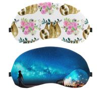 Eslifey Paquete de 2 antifaz para dormir, para niños, con foco grande, medio enterrado, cielo nocturno, estrellas, polvo espacial, máscara para dormir, cubierta de sombra de ojos para hombres y