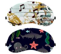 Eslifey Paquete de 2 antifaz para dormir, tiburones, pulpo, narval, algas, estrellas, antifaz para dormir, cubierta de sombra de ojos para hombres y mujeres, viaje en avión