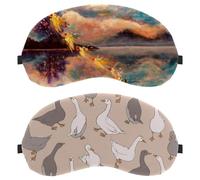 Eslifey Paquete de 2 antifaz para dormir, una bandada de gansos grises y blancos, máscara de dormir, cubierta de sombra de ojos para hombres y mujeres, viaje en avión