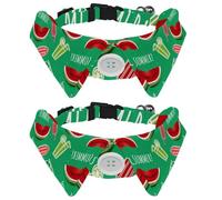Eslifey Paquete de 2 collares de perro con pajarita y campana, bebidas de verano, helados, sandías, diseño de solapa ajustable, collar de pajarita para gatos pequeños