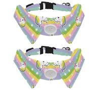 Eslifey Paquete de 2 collares de perro con pajarita y campana, colorido diseño de unicornio hipster arcoíris, diseño de solapa ajustable, collar de pajarita para mascotas pequeñas