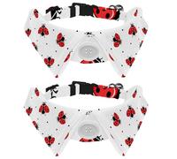 Eslifey Paquete de 2 collares de perro con pajarita y campana, diseño de lunares de mariquita, diseño de solapa ajustable, collar de pajarita para mascotas pequeñas