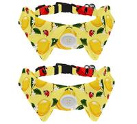 Eslifey Paquete de 2 collares de perro con pajarita y campana, diseño de solapa ajustable con diseño de mariquita y limones para mascotas pequeñas