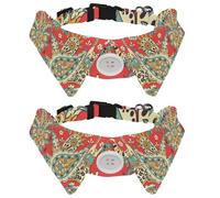 Eslifey Paquete de 2 collares de perro con pajarita y campana, grúas emparejadas voladoras, patrón de sol naciente, diseño de solapa ajustable, collar de pajarita para gatos pequeños