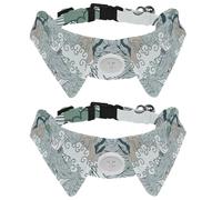 Eslifey Paquete de 2 collares de perro con pajarita y campana, grúas voladoras de arte japonés, patrón de agua y árboles, diseño de solapa ajustable, collar de corbata de gato para mascotas pequeñas