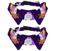 Eslifey Paquete de 2 collares de perro con pajarita y campana, unicornio mágico con flor de luna, diseño de solapa ajustable, collar de pajarita para mascotas pequeñas