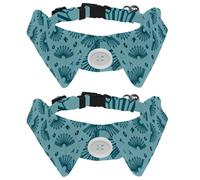 Eslifey Paquete de 2 collares para perro con pajarita y campana, bandoneones de tango, color verde, patrón disperso, diseño de solapa ajustable, collar de pajarita para gatos pequeños